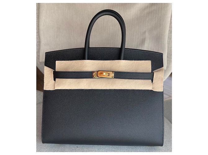 Hermès Birkin Sellier 25 cm in pelle Epsom nera con hardware dorato GHW Nero - vista 2