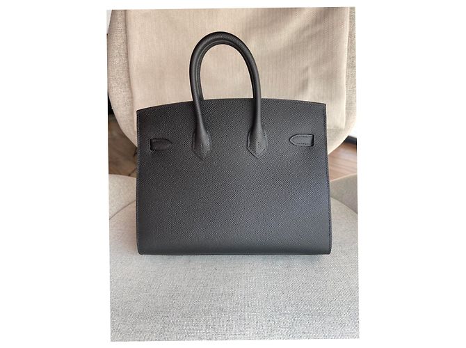 Borsa Hermès Birkin Sellier 25 cm in pelle Epsom nera con hardware dorato GHW Nero - vista 4