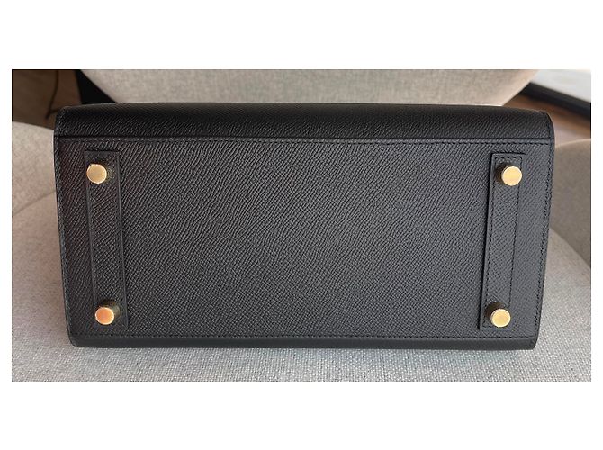 Hermès Birkin Sellier 25 cm in pelle Epsom nera con hardware dorato GHW Nero - vista 5