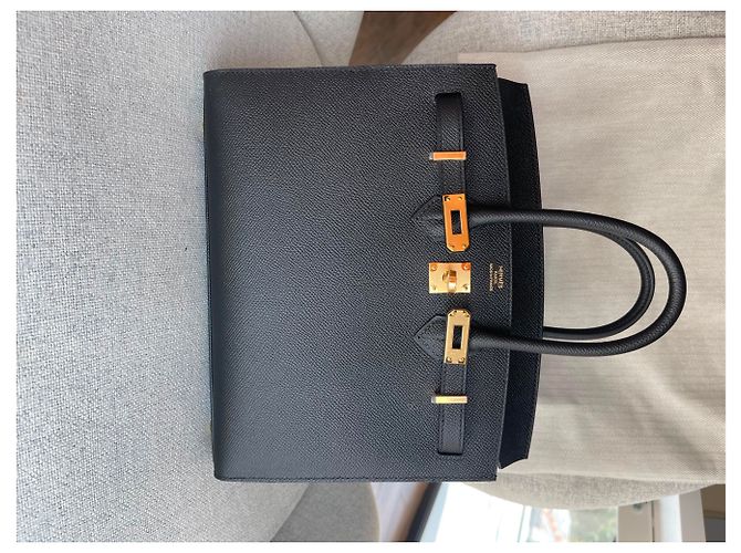 Hermès Birkin Sellier 25 cm in pelle Epsom nera con hardware dorato GHW Nero - vista 6