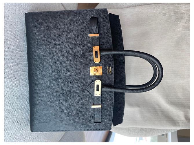 Hermès Birkin Sellier 25 cm in pelle Epsom nera con hardware dorato GHW Nero - vista 7