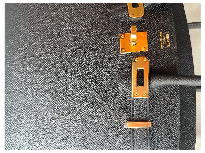 Hermès Birkin Sellier 25 cm in pelle Epsom nera con hardware dorato GHW Nero - vista 8