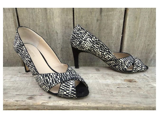 JB Martin Pumps Schwarz Weiß Textil und Leder Größe 40 - Ansicht 2