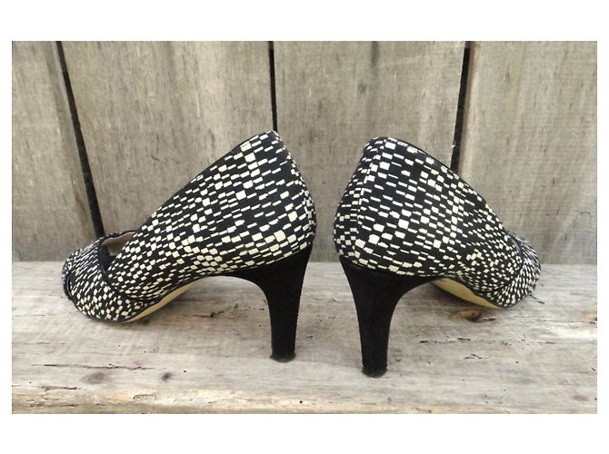 JB Martin Pumps Schwarz Weiß Textil und Leder Größe 40 - Ansicht 4