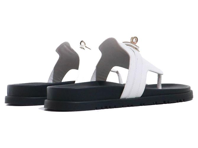 Kelly Hermès HERMES Sandali T.Unione Europea 38.5 Leather Bianco - vista 3