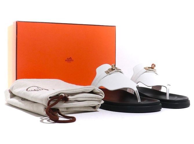 Kelly Hermès HERMES Sandali T.Unione Europea 38.5 Leather Bianco - vista 9