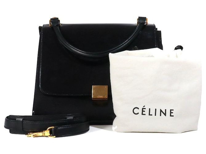 CELINE - Céline Trapeze Handtasche aus schwarzem Lackleder - Ansicht 10