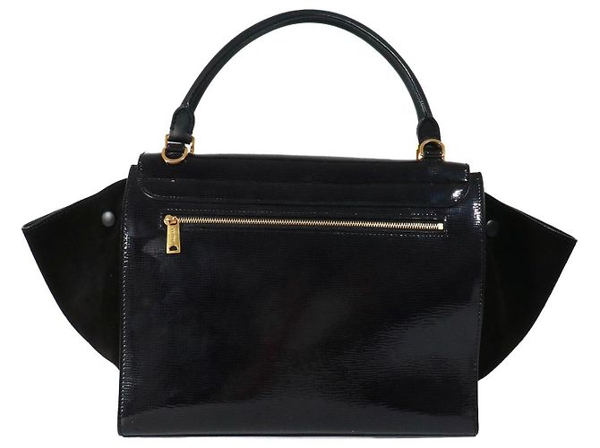 CELINE - Céline Trapeze Handtasche aus schwarzem Lackleder - Ansicht 3