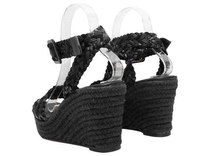Trim Hermès Sandali con zeppa espadrillas intrecciati Hermes neri 39 Nero - vista 3