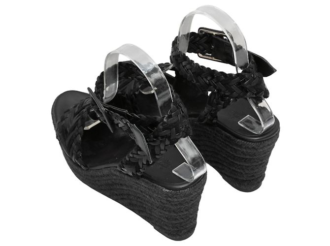 Trim Hermès Sandali con zeppa espadrillas intrecciati Hermes neri 39 Nero - vista 4