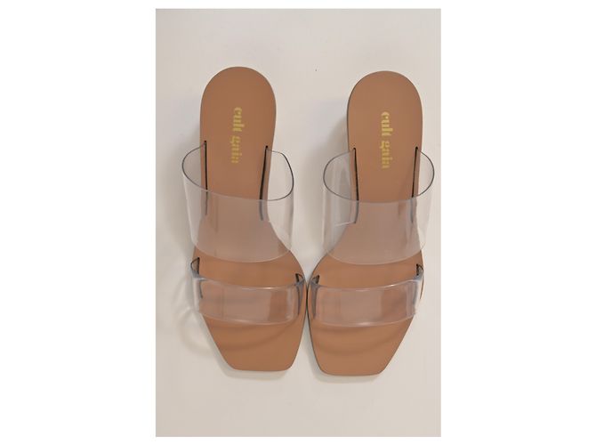 Cult Gaia Jila Floral Sandals in Transparent Vinyl and Brown Leather White - view 11