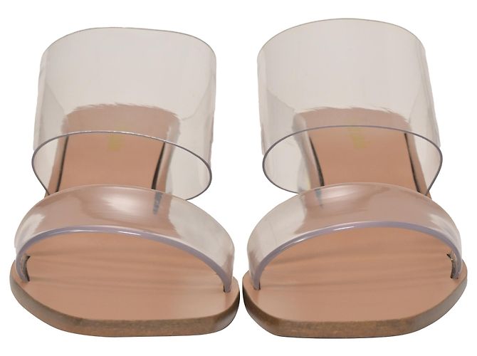 Cult Gaia Jila Floral Sandals in Transparent Vinyl and Brown Leather White - view 2