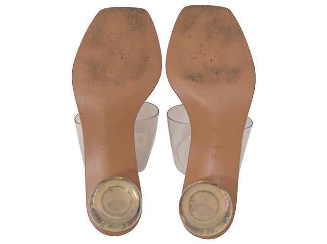 Cult Gaia Jila Floral Sandals in Transparent Vinyl and Brown Leather White - view 6