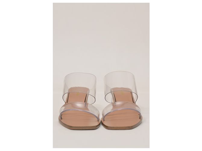Cult Gaia Jila Floral Sandals in Transparent Vinyl and Brown Leather White - view 8