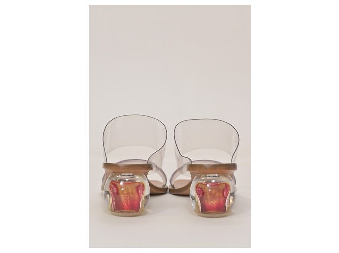 Cult Gaia Jila Floral Sandals in Transparent Vinyl and Brown Leather White - view 9