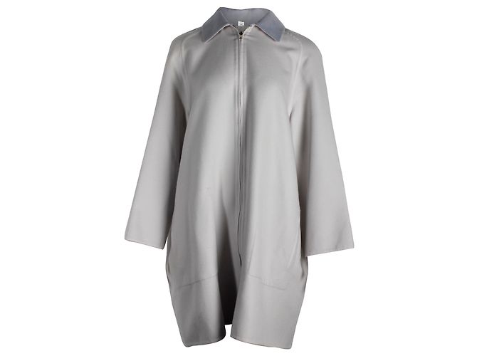 Hermès Hermes Front Zip Coat aus grauem Kaschmir - Ansicht 2