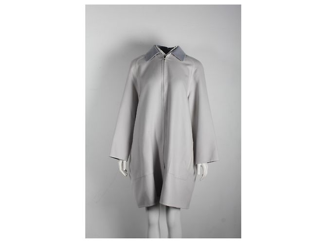 Hermès Hermes Front Zip Coat aus grauem Kaschmir - Ansicht 7