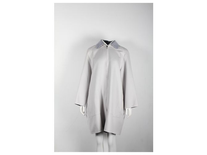 Hermès Hermes Front Zip Coat aus grauem Kaschmir - Ansicht 8