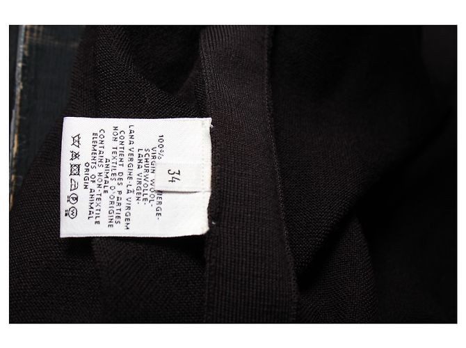 Hermès Hermes Strickjacke mit Kontrastknöpfen aus dunkelbrauner Schurwolle - Ansicht 10