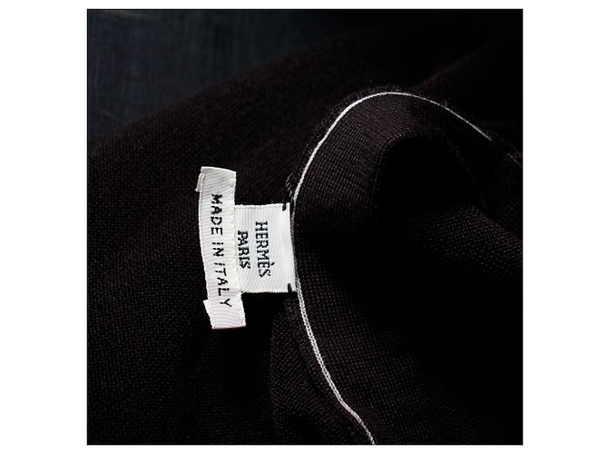 Hermès Hermes Strickjacke mit Kontrastknöpfen aus dunkelbrauner Schurwolle - Ansicht 4