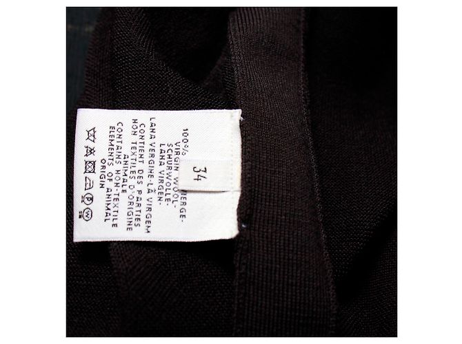 Hermès Hermes Strickjacke mit Kontrastknöpfen aus dunkelbrauner Schurwolle - Ansicht 5