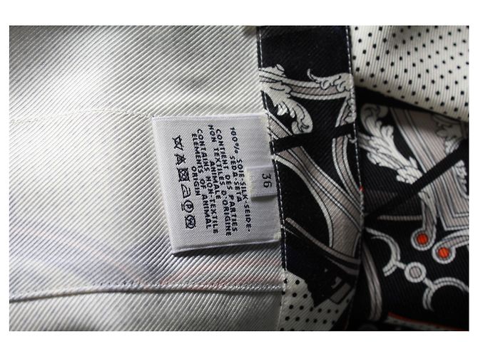 Hermès Saia Midi Estampada Hermes em Seda Creme Branco Cru - vista 10