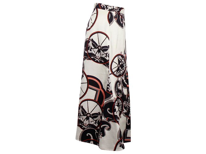 Hermès Saia Midi Estampada Hermes em Seda Creme Branco Cru - vista 2