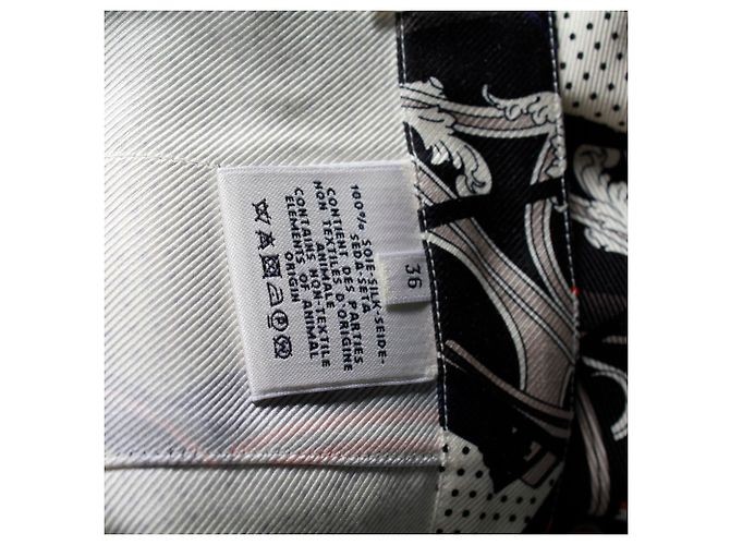 Hermès Saia Midi Estampada Hermes em Seda Creme Branco Cru - vista 5