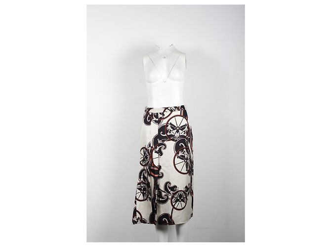 Hermès Saia Midi Estampada Hermes em Seda Creme Branco Cru - vista 6