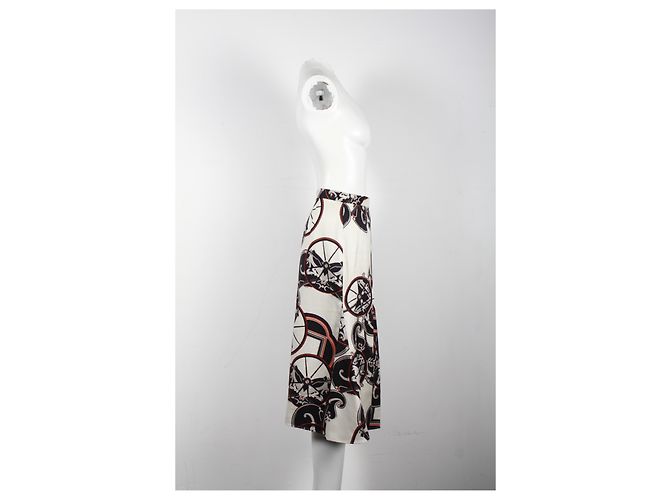 Hermès Saia Midi Estampada Hermes em Seda Creme Branco Cru - vista 7