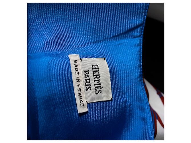 Hermès Culotte estampado Hermes en seda azul - vista 4