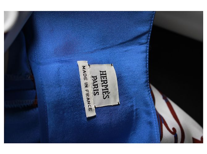 Hermès Culotte estampado Hermes en seda azul - vista 9