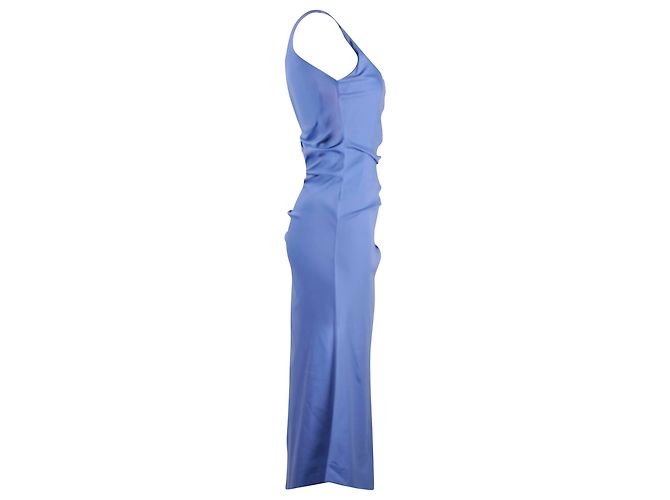 Vestido midi sin mangas fruncido Sportmax en algodón azul - vista 2