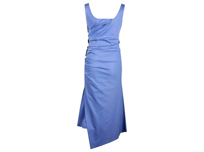 Vestido midi sin mangas fruncido Sportmax en algodón azul - vista 3