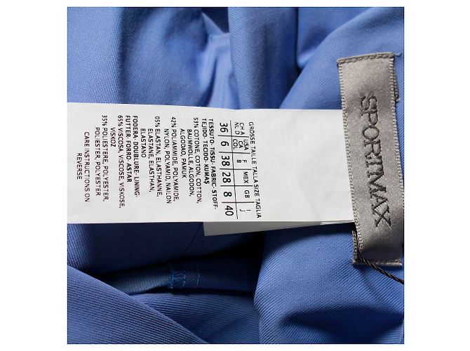 Vestido midi sin mangas fruncido Sportmax en algodón azul - vista 4