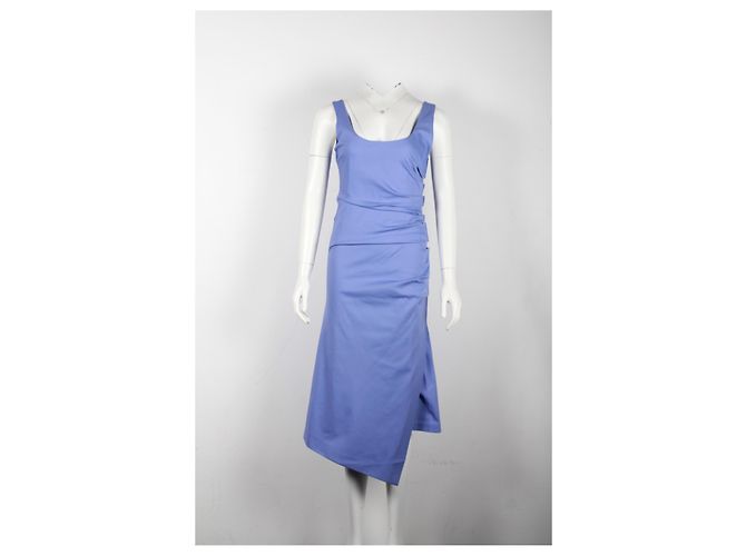 Vestido midi sin mangas fruncido Sportmax en algodón azul - vista 5
