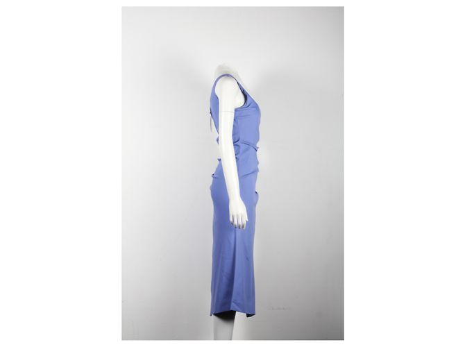 Vestido midi sin mangas fruncido Sportmax en algodón azul - vista 6