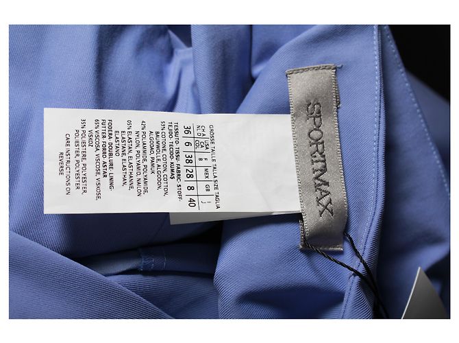 Vestido midi sin mangas fruncido Sportmax en algodón azul - vista 8