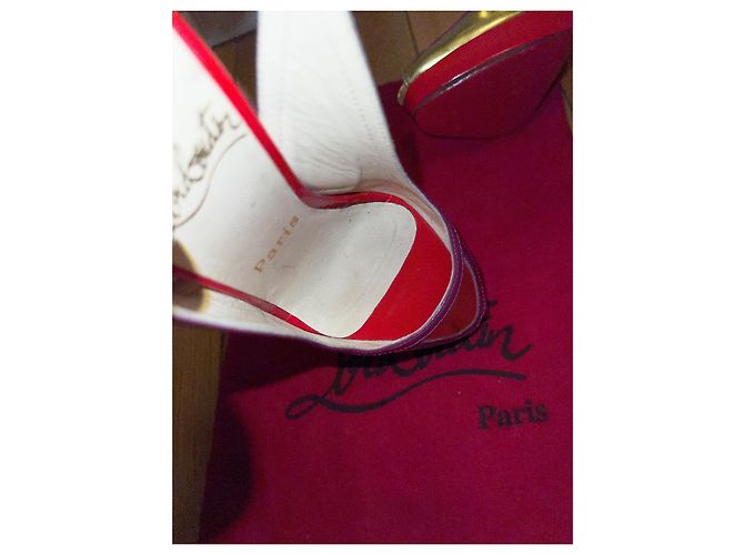 Décolleté Slingback Christian Louboutin Oro e Viola in Pelle Rosso D'oro Porpora - vista 11