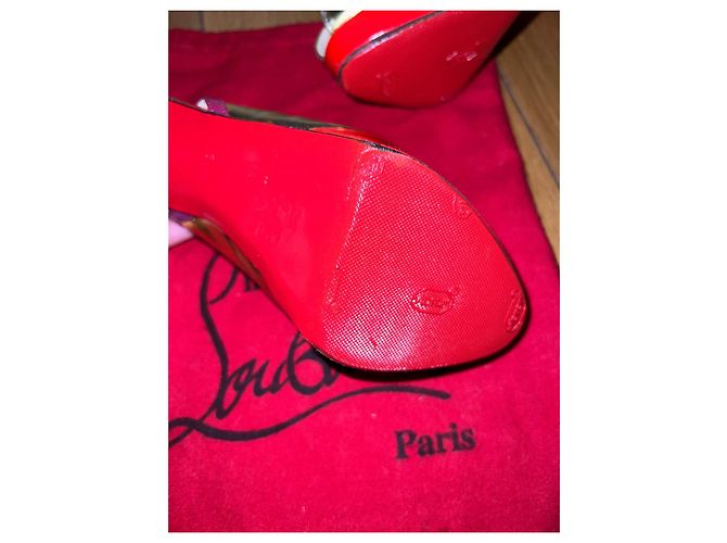 Décolleté Slingback Christian Louboutin Oro e Viola in Pelle Rosso D'oro Porpora - vista 15