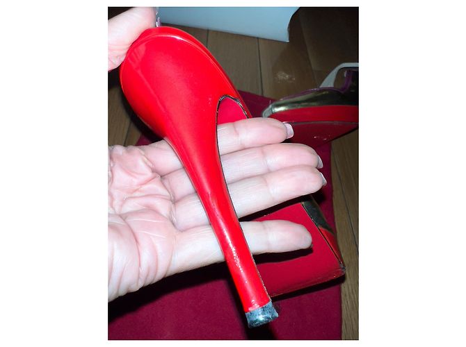 Décolleté Slingback Christian Louboutin Oro e Viola in Pelle Rosso D'oro Porpora - vista 9