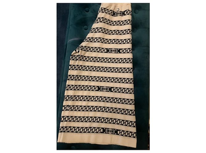 Chanel Kaschmir Pullover und Hose Set mit Kettenmuster Schwarz Beige - Ansicht 6