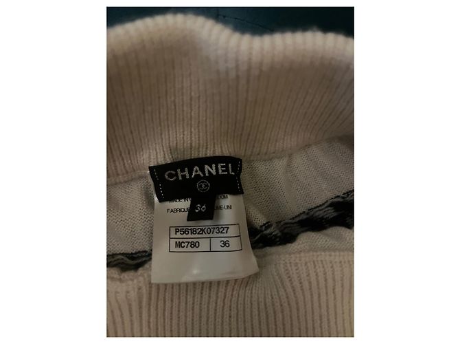 Chanel Kaschmir Pullover und Hose Set mit Kettenmuster Schwarz Beige - Ansicht 8