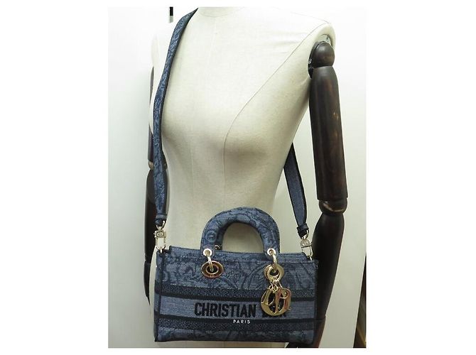NUOVA BORSA A MANO CHRISTIAN DIOR LADY D-JOY MEDIA IN DENIM - vista 7