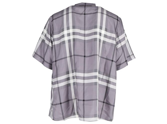 Camicia Burberry Bethnal Check in seta grigia Grigio - vista 3