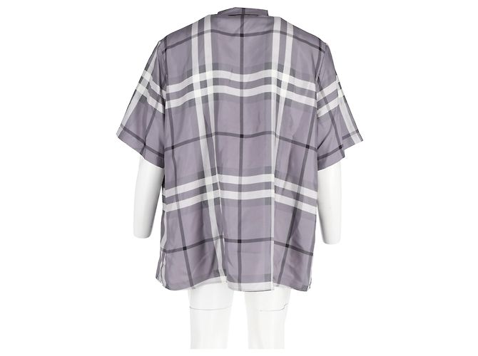 Camicia Burberry Bethnal Check in seta grigia Grigio - vista 6