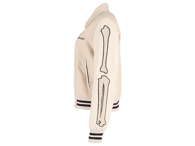 Jaqueta Amiri Bones Varsity em lã bege - vista 2