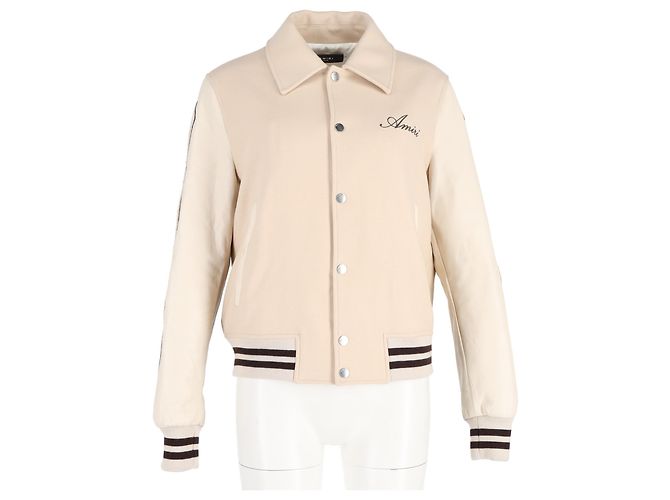 Jaqueta Amiri Bones Varsity em lã bege - vista 4