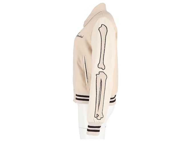 Jaqueta Amiri Bones Varsity em lã bege - vista 5