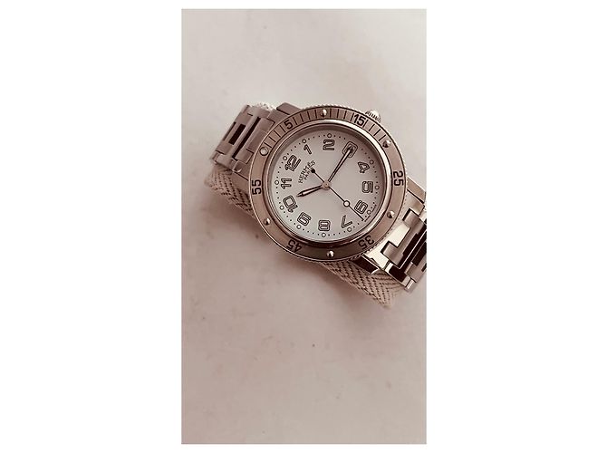 Relógio Hermès Clipper GM Aço Mostrador Branco - vista 2